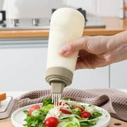 Djiypn Condiment Squeezing Bottles 11 Ounces With Flip Top Cap Hot Condiment Bottles Squeezing For Condiments Oil Icing Liquids,Plastic,Beige